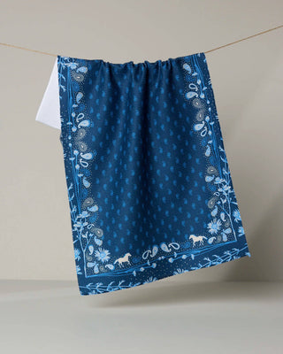 Geometry Bronco Indigo Tea Towel