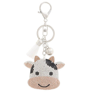 COW RHINESTONE TASSEL KEYCHAIN
