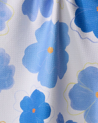 Geometry Blue Blossoms Tea Towel