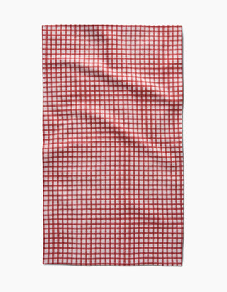 Geometry Fireside Plaid Red Tea Towel