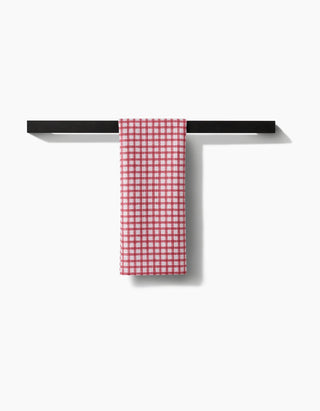 Geometry Fireside Plaid Red Tea Towel