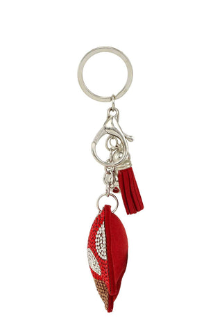 Rhinestone Mushroom Keychain in Red