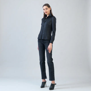 Clara Sunwoo Liquid Leather™ Button Front Blouse