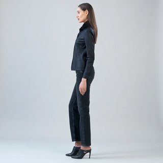 Clara Sunwoo Liquid Leather™ Button Front Blouse