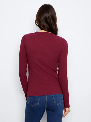 Charlie B Cotton Blend Ribbed Long Sleeve Top