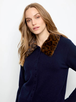 Charlie B Faux Fur Collar Cardigan