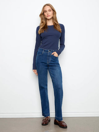 Charlie B Straight Leg Jeans with Front Panel Detail