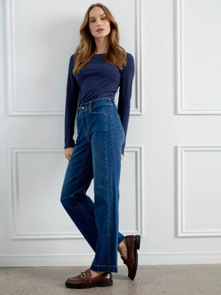 Charlie B Straight Leg Jeans with Front Panel Detail