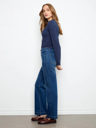 Charlie B Straight Leg Jeans with Front Panel Detail