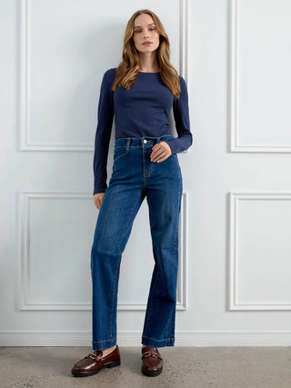 Charlie B Straight Leg Jeans with Front Panel Detail
