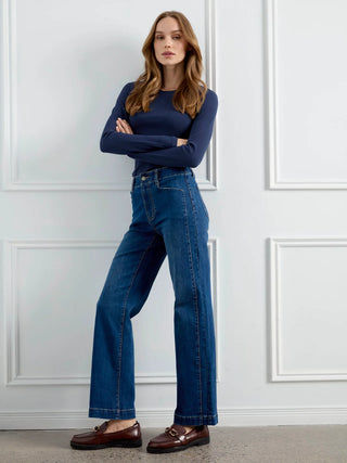 Charlie B Straight Leg Jeans with Front Panel Detail