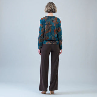 Clara Sunwoo Lightweight Cozy V-Neck Blouson Sweater in Autumn Foliage