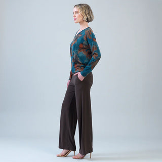Clara Sunwoo Lightweight Cozy V-Neck Blouson Sweater in Autumn Foliage