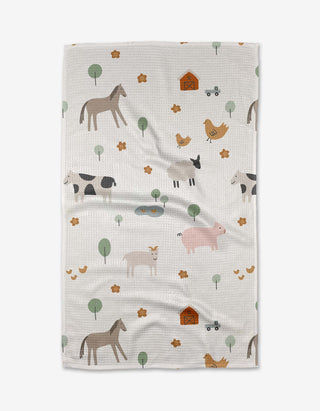 Geometry Light Farm Animals Tea Towel