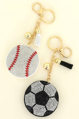 Crystal Rhinestone Sports Ball Fringe Keychain