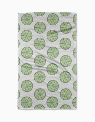 Geometry Lime Doodles Tea Towel