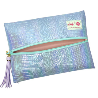 Makeup Junkie Iridescent Gator Faux Patent Leather Bag
