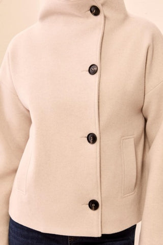 Tribal Lofty Chic Funnel Neck Jacket in Antique White