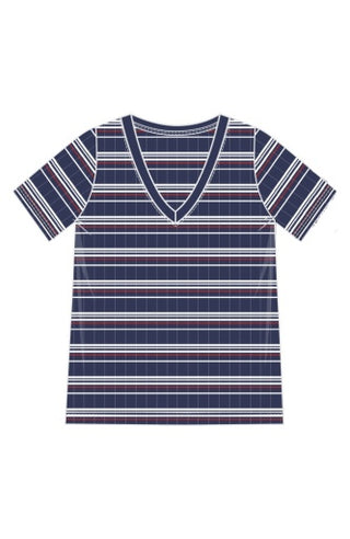 short slv v-neck knit tee