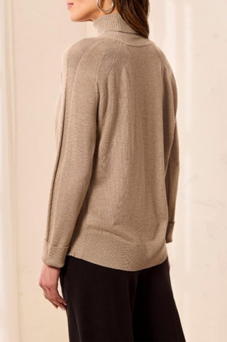 Tribal Long Sleeve Turtleneck Sweater in Fossil