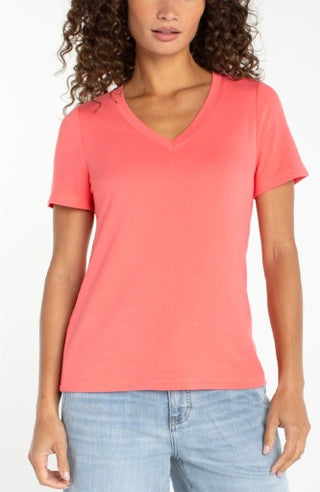 short slv v-neck knit tees