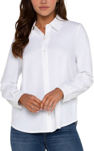 long sleeve button front knit shirt