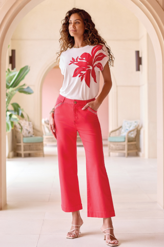 FLY FRONT PANT W/ EMB