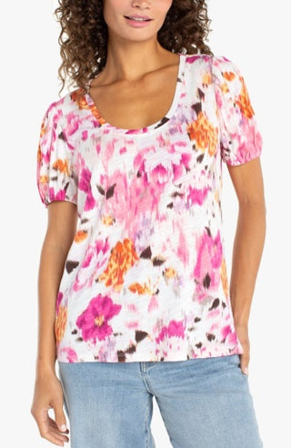 puff slv scoop neck knit top