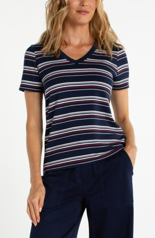 short slv v-neck knit tees