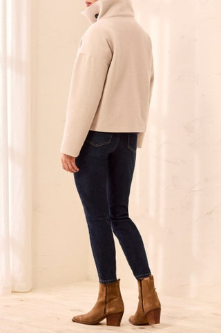 Tribal Lofty Chic Funnel Neck Jacket in Antique White