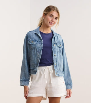 tencel jacket - blue acid rinse