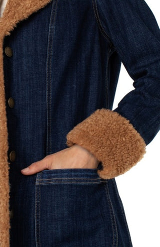 Liverpool Sherpa-Trimmed Notch Collar Jacket, 38-Inch Length