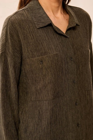 Tribal Long Sleeve Top with Pockets — Basil