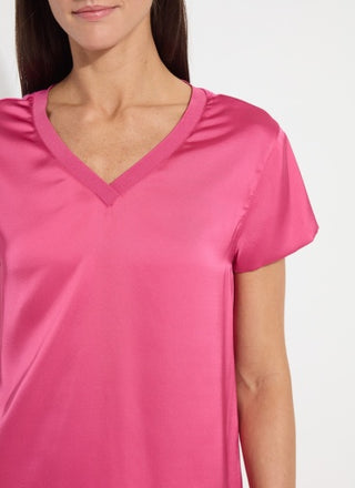 Lyssé Saori V-Neck Mixed Media Top