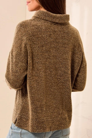 Tribal Long Sleeve Funnel Neck Top in Dull Gold