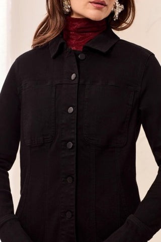 Tribal Denim Fitted Jacket with Inserts — Black