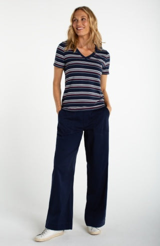 short slv v-neck knit tees