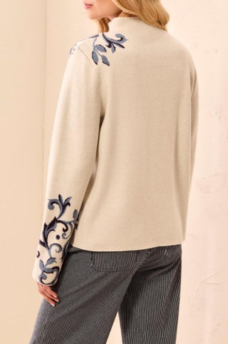 Tribal Long Sleeve Funnel Neck Sweater — Moonstone