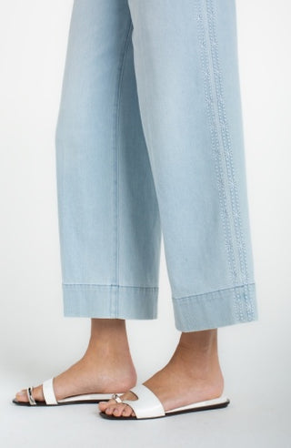 stride crop wide leg w/ embroidered side seam