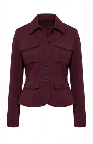 Liverpool Peplum Jacket in Dark Oxblood