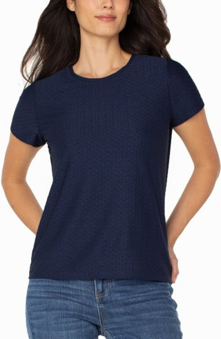 short slv crew neck tee w/ rib trim