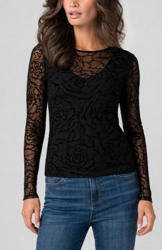 Liverpool Long Sleeve Layered Knit Top with V Detail