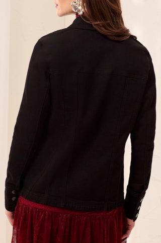Tribal Denim Fitted Jacket with Inserts — Black