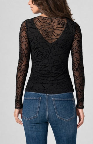 Liverpool Long Sleeve Layered Knit Top with V Detail