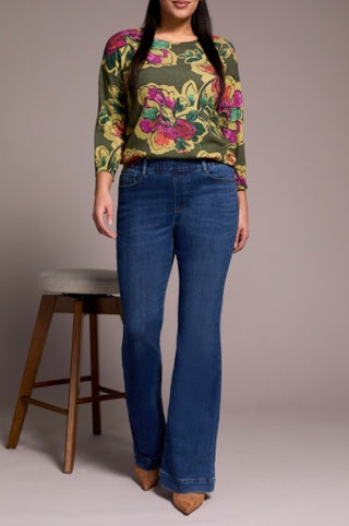 Tribal Audrey Pull-On Flare Jeans