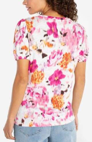puff slv scoop neck knit top