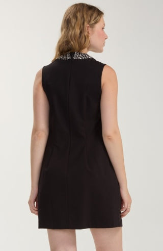 Liverpool Sleeveless Dress with Embellished Neckline