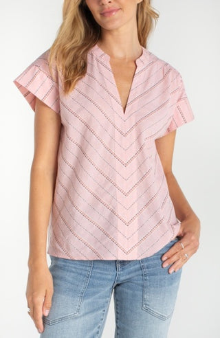 short sleeve popover woven top
