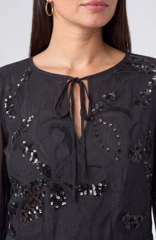 Liverpool Long Sleeve Embellished Woven Top