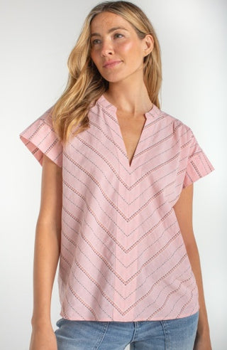 short sleeve popover woven top